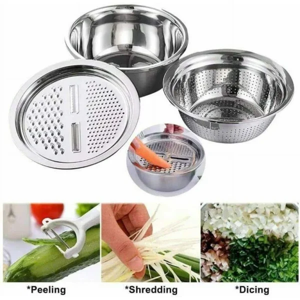 3 IN 1 VEGETABLE CUTTER WITH DRAIN BASKET