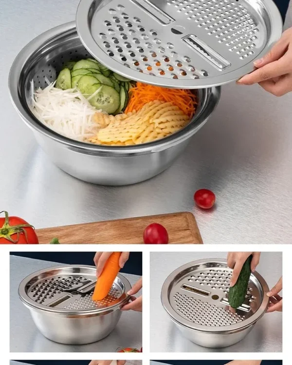 3 IN 1 VEGETABLE CUTTER WITH DRAIN BASKET - Image 4